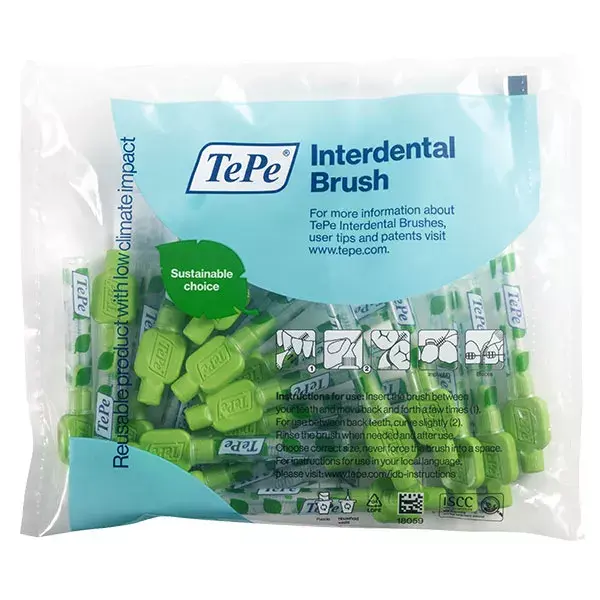 Escova interdental TePe Eco-Responsible ISO 5 / 0,8 mm, pacote com 20 unidades.