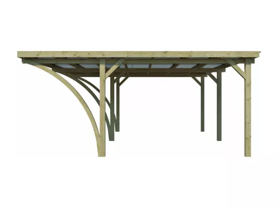 Carport double en bois et panneaux ondulés Capri 6 x 5,5 m