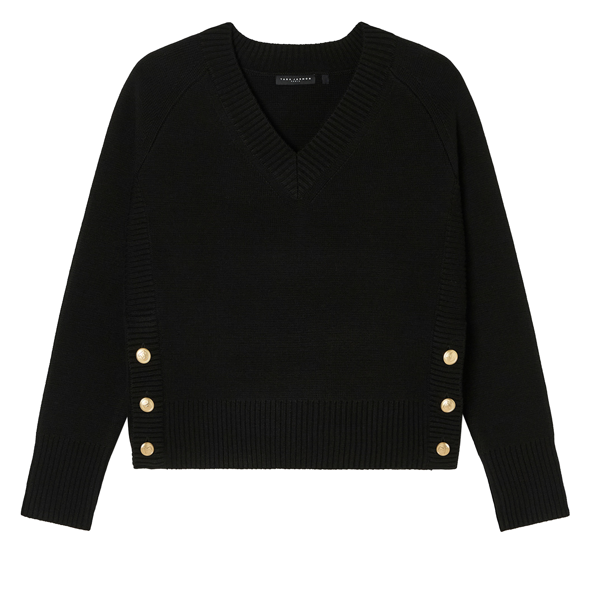 PROMESSE - Pull ample boutonné en maille| Noir