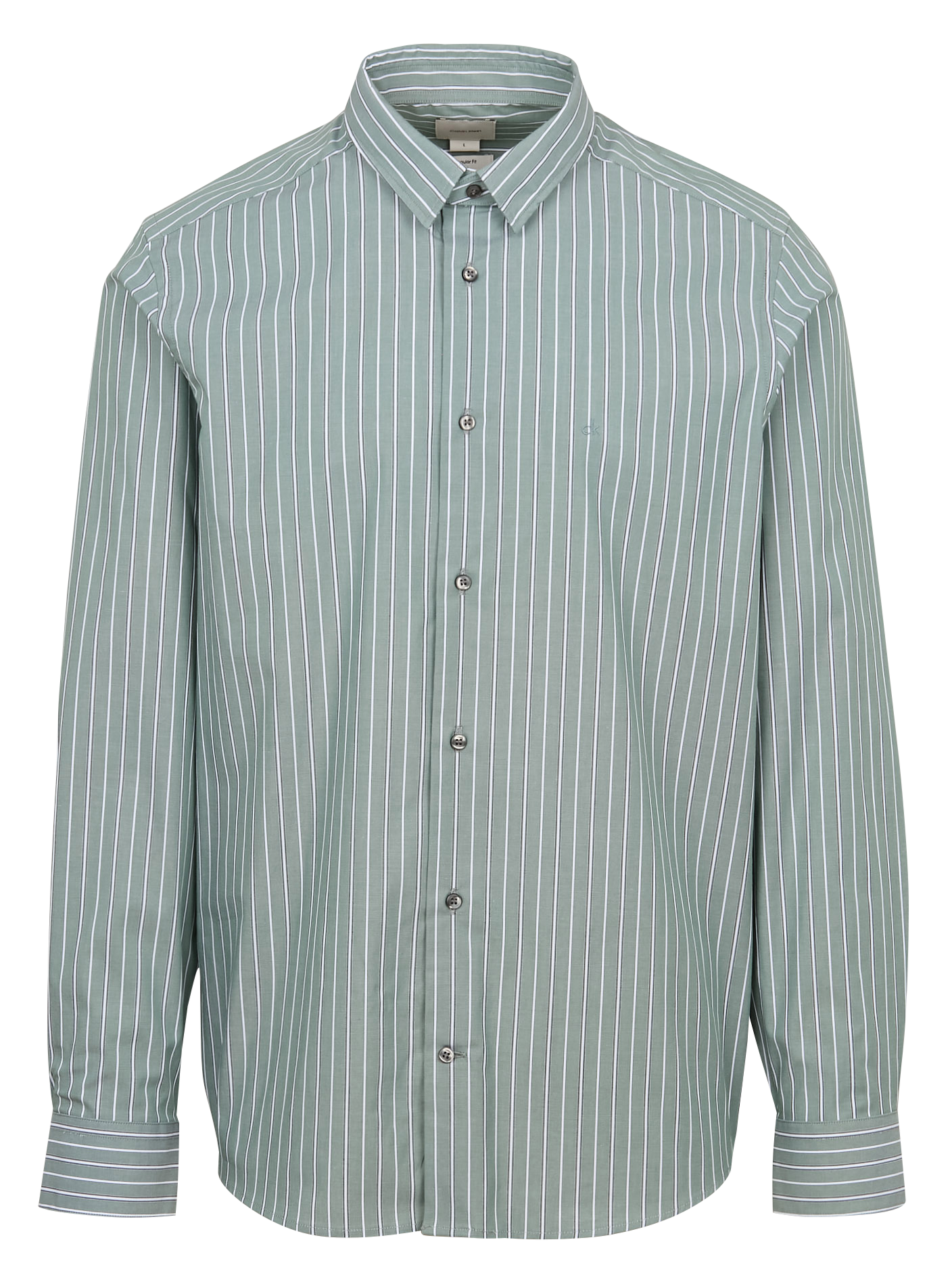Chemise droite rayée en coton bio mélangé | Vert