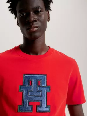 Camiseta com aplique de monograma TH