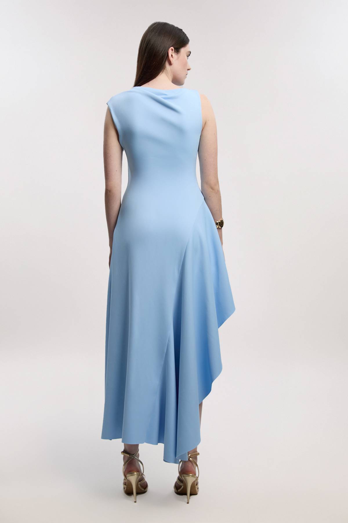 KarenMillen Petite robe maxi tissée en tissu scuba avec ourlet à volants dramatique