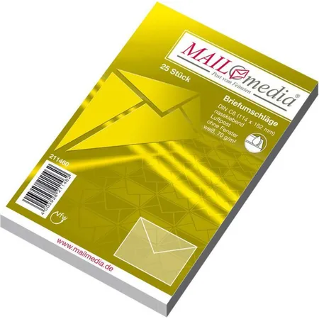 MAILmedia Briefumschläge nassklebend, DIN C6, 120g/m², weiß, 25 Stück