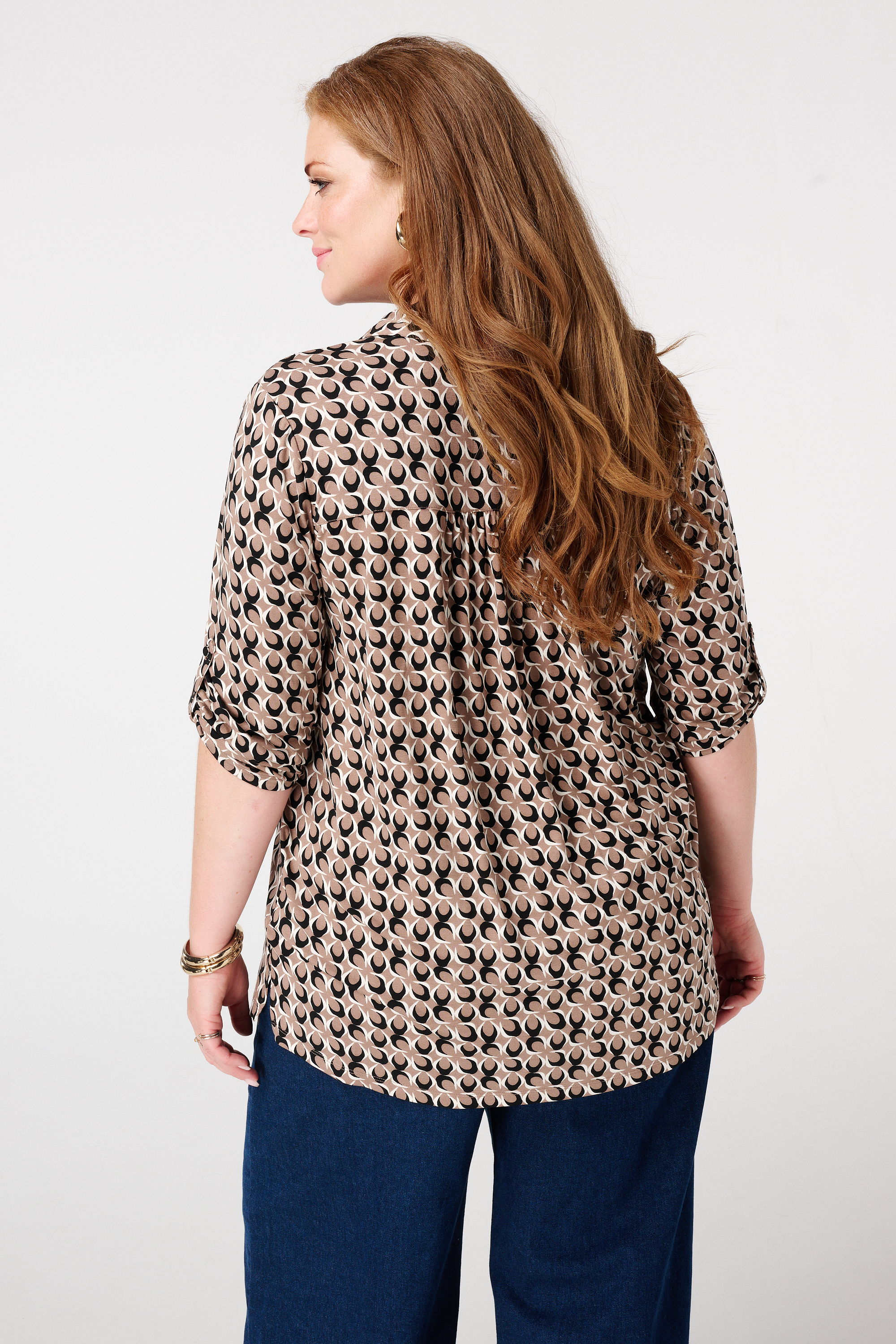Jersey top met print Multi brown