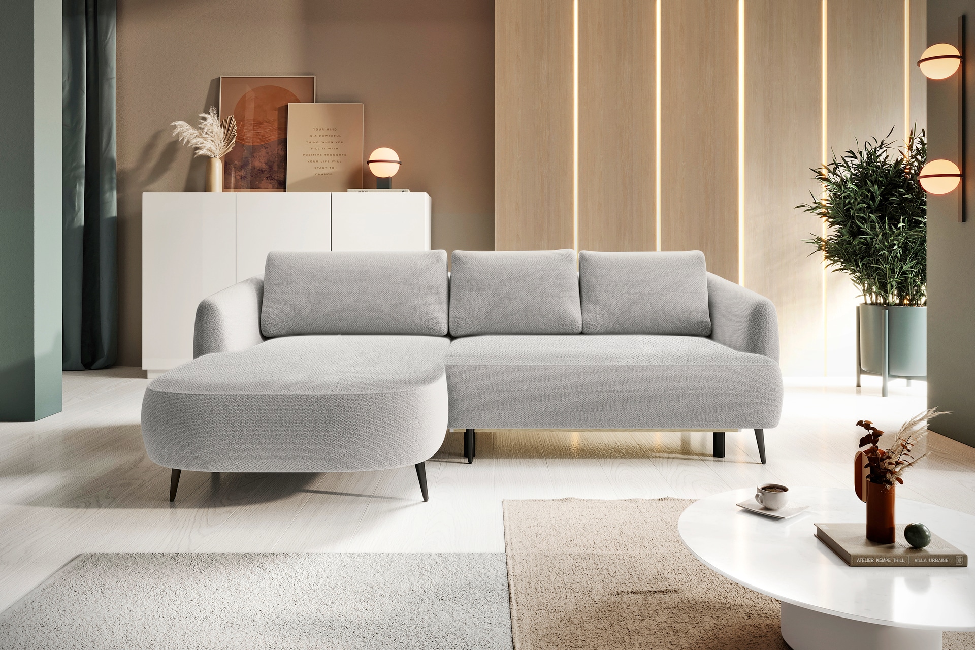 Ecksofa CANDY 166 x 256 cm pearl
