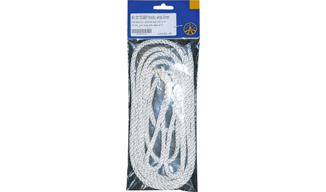 Fenderline 3-slået hvid PP Ø6mm 1.5m 2stk.