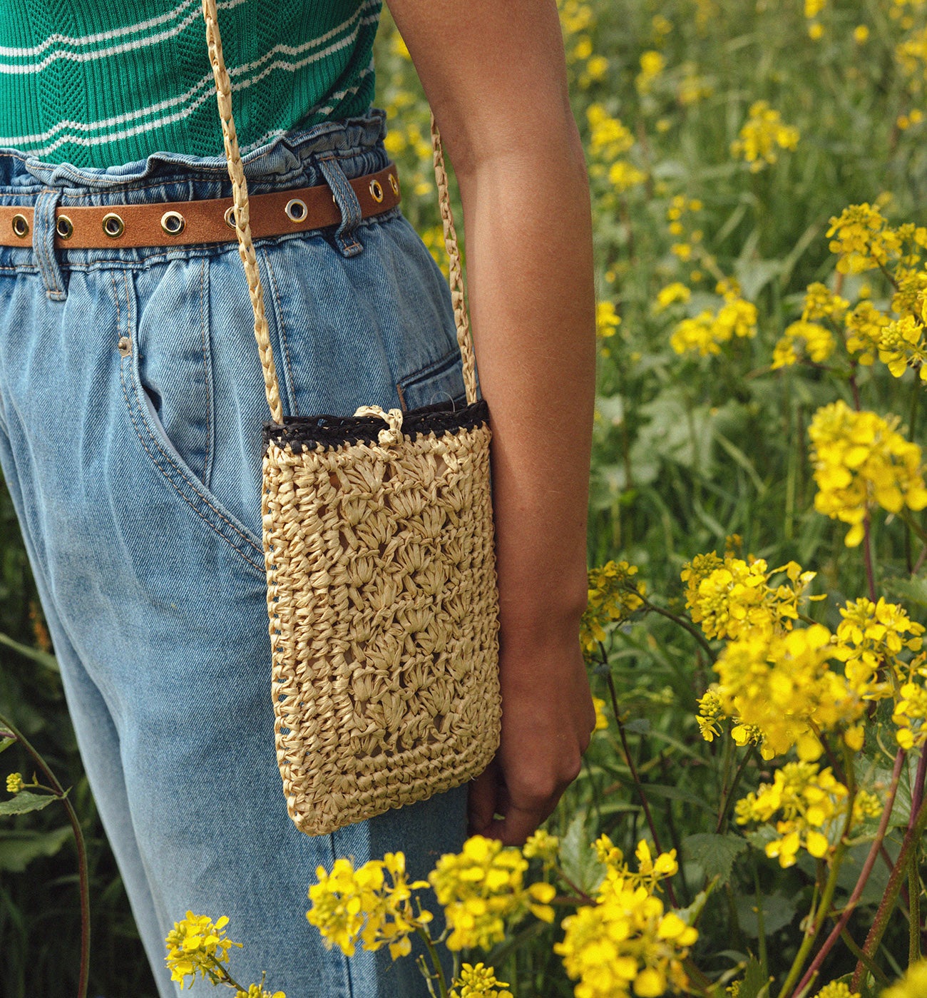 Pochette faon raphia Femme - Ecru