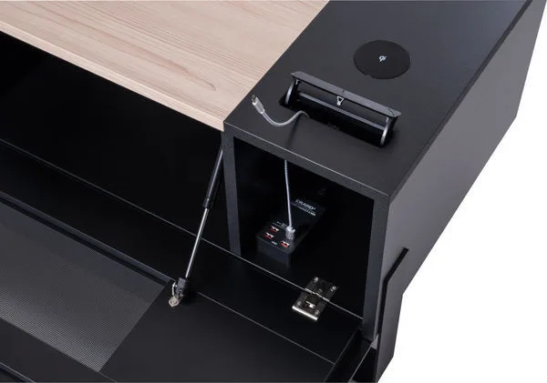 Erard Naga 1600 Bois clair (Nordic) avec chargeur USB, Qi et colonne Meubles TV