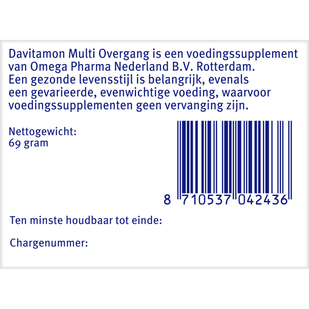 2x Davitamon Compleet Vrouw Overgang Multivitamine60 tabletten