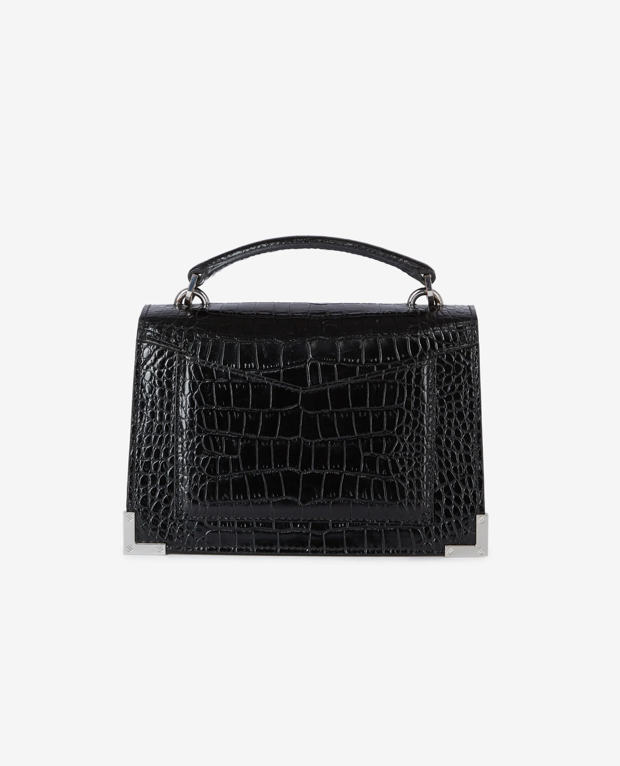 Sac Emily small effet crocodile en cuir noir