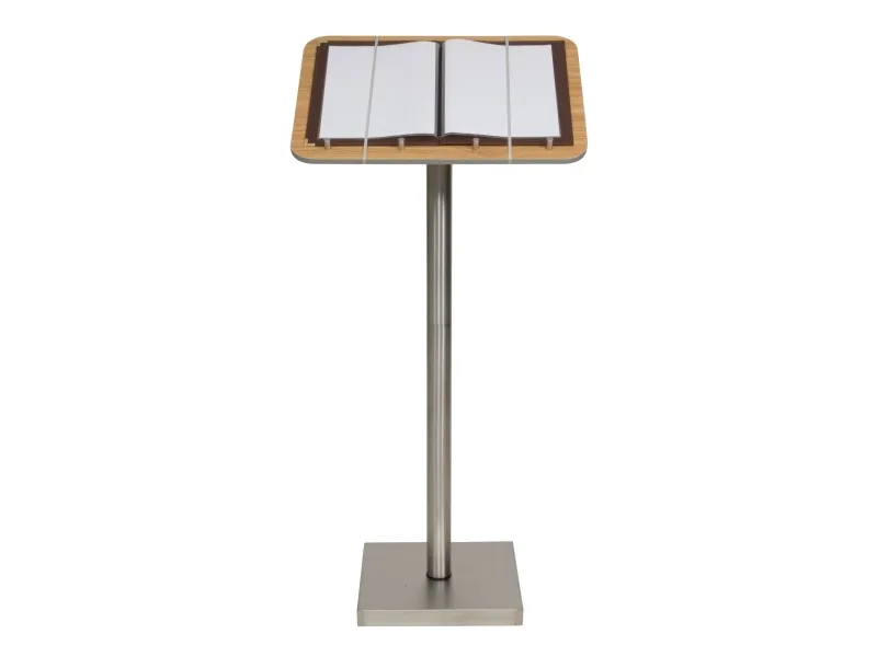 Securit® MENU STAND i rustfrit stål og teak