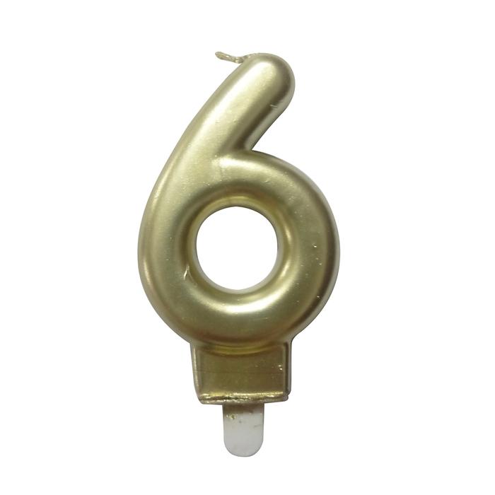 BOUGIE ANNIVERSAIRE CHIFFRE 6 H.7.5CM OR