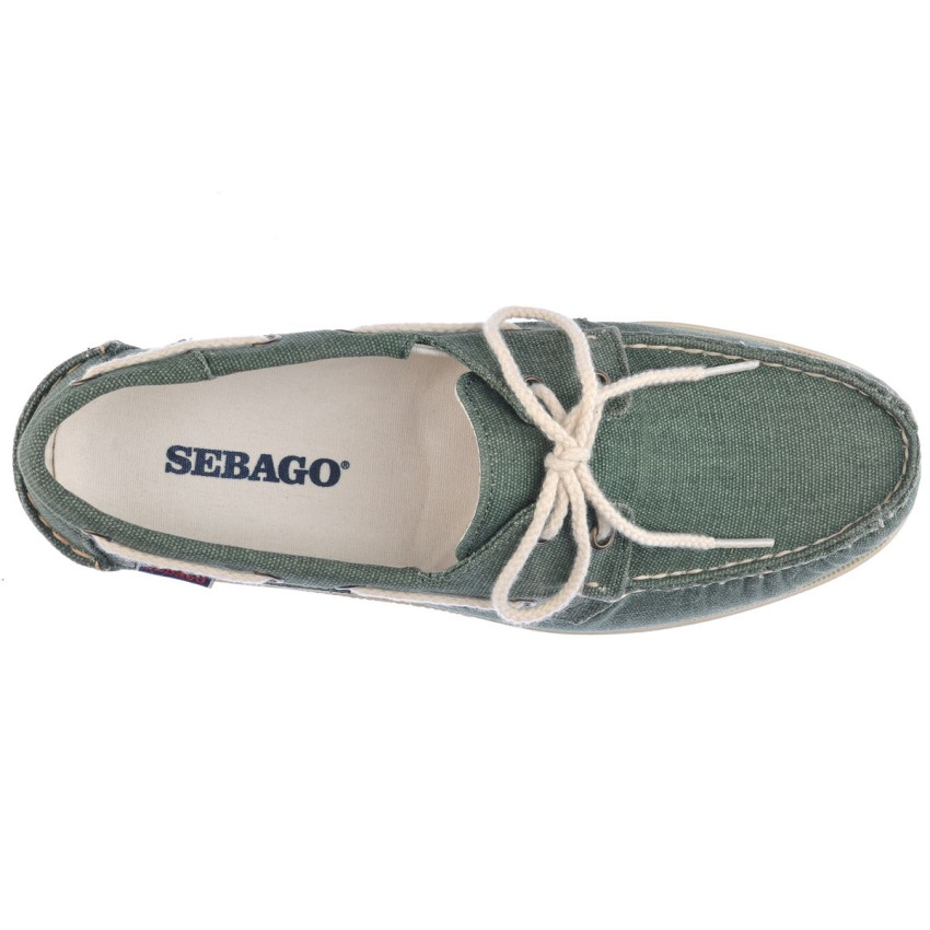 DOCKSIDES PORTLAND WASHED CANVAS GREEN MILITARY-Chaussures bateau pour homme en toile