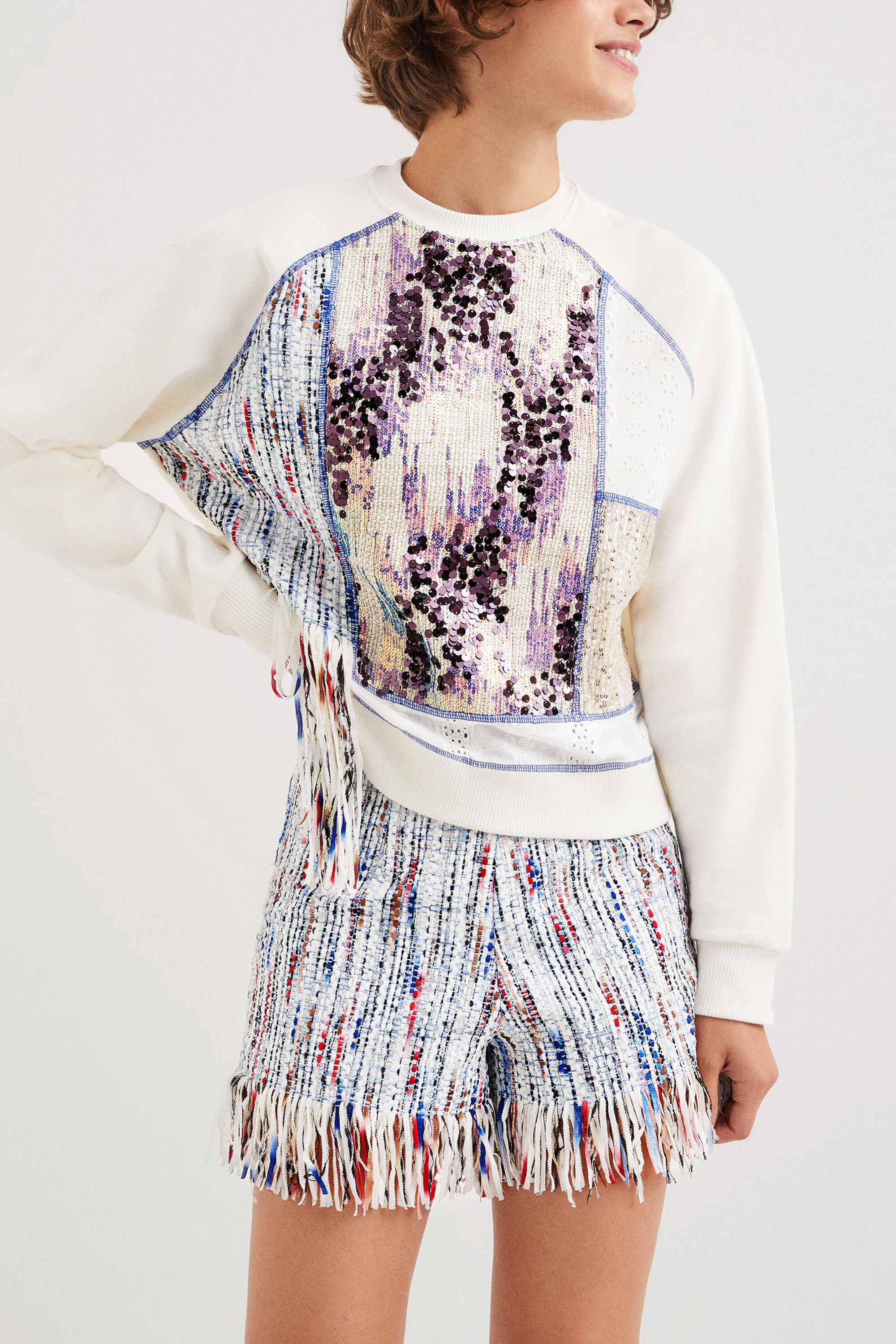 Sweat-shirt patchwork tissus