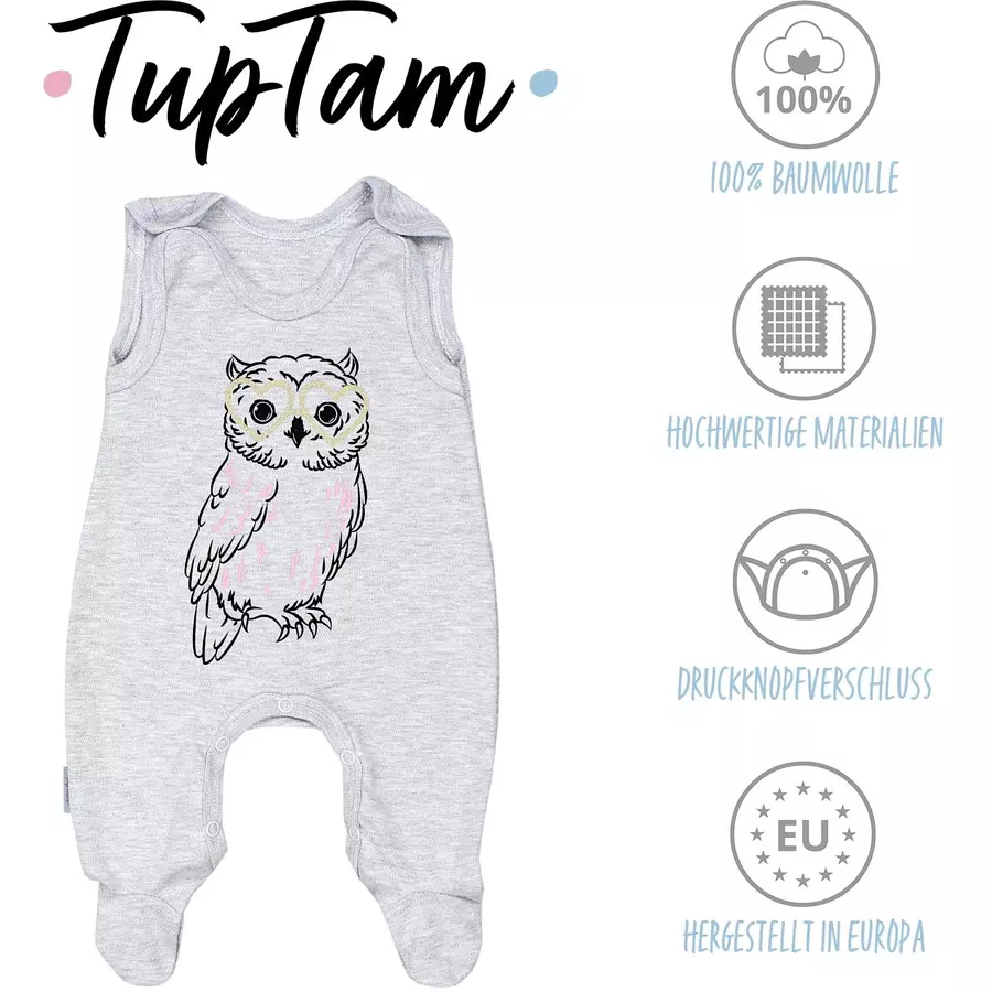TupTam Baby Mädchen Strampler mit Aufdruck Spruch 3er Pack graurosa