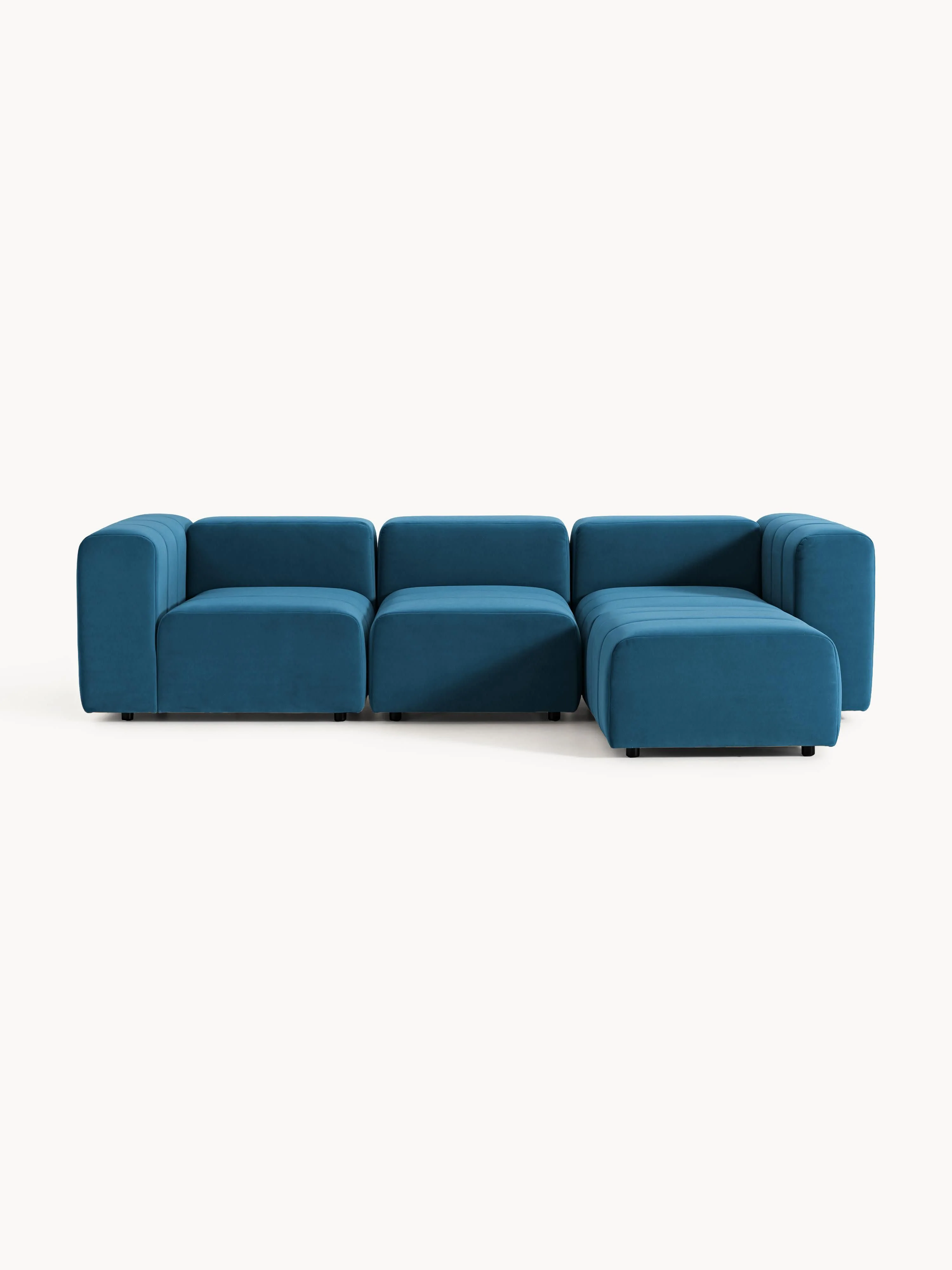 Fluwelen modulaire bank Lena (4-zits) met poef (links/rechts)
