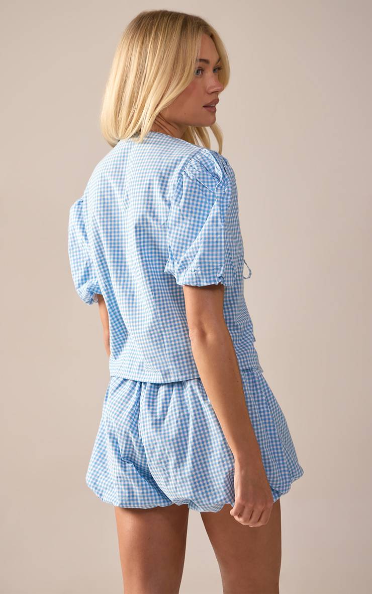 Blue Gingham Ensemble Short Bouffant