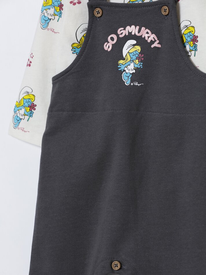 Conjunto de macacão e camiseta Smurfs IMPS de 2 peças - Cinza Antracite