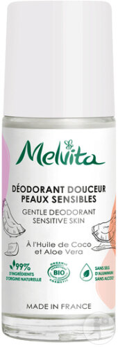 Melvita Déodorant Douceur Sans Sels D'Aluminium Peaux Sensibles Roll-On 50ml