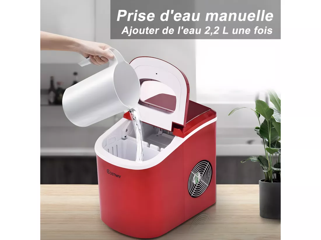 Machine à glaçons portable machine pour glace réservoir 2,2l,12kg/24h 9 glaçons par 6-13min