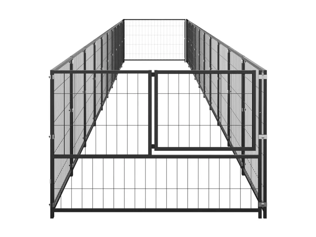 Chenil extérieur cage enclos noire 1000 x 100 x 70 cm 02_0000484