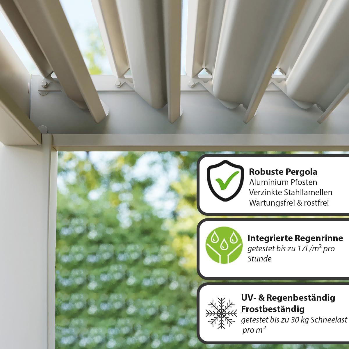 Pavillon Pergola 3x4m Terassenüberdachung freistehend mit Lamellendach verstellbar Gartenpavillon Hardtop wasserdicht stabil winterfest Voll-Aluminium Grillpavillon wetterfest Weide Classic Ivory sand