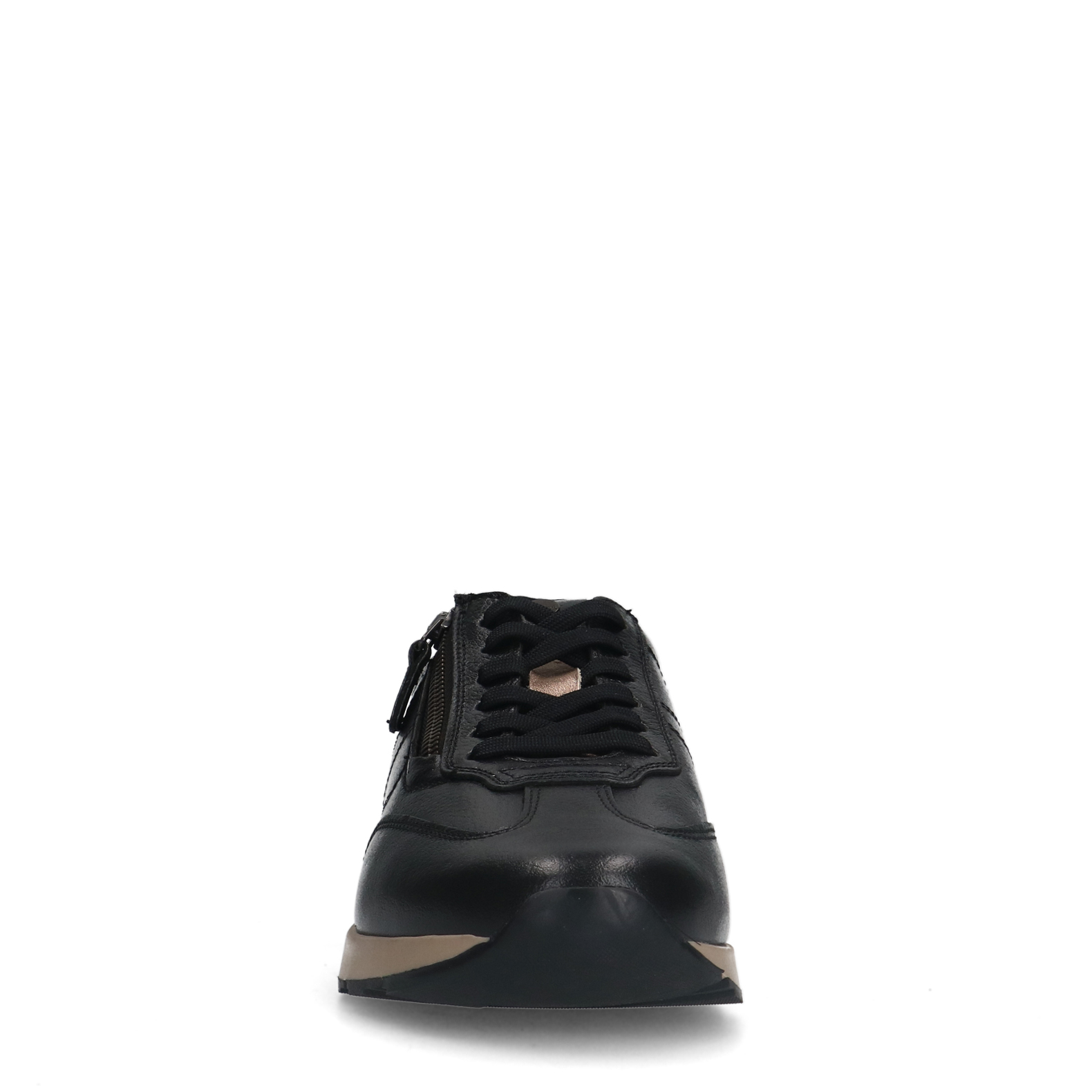 Zwarte leren sneakers met rits
