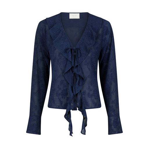 Neo Noir Anika Burnout Bluse, Navy, 34