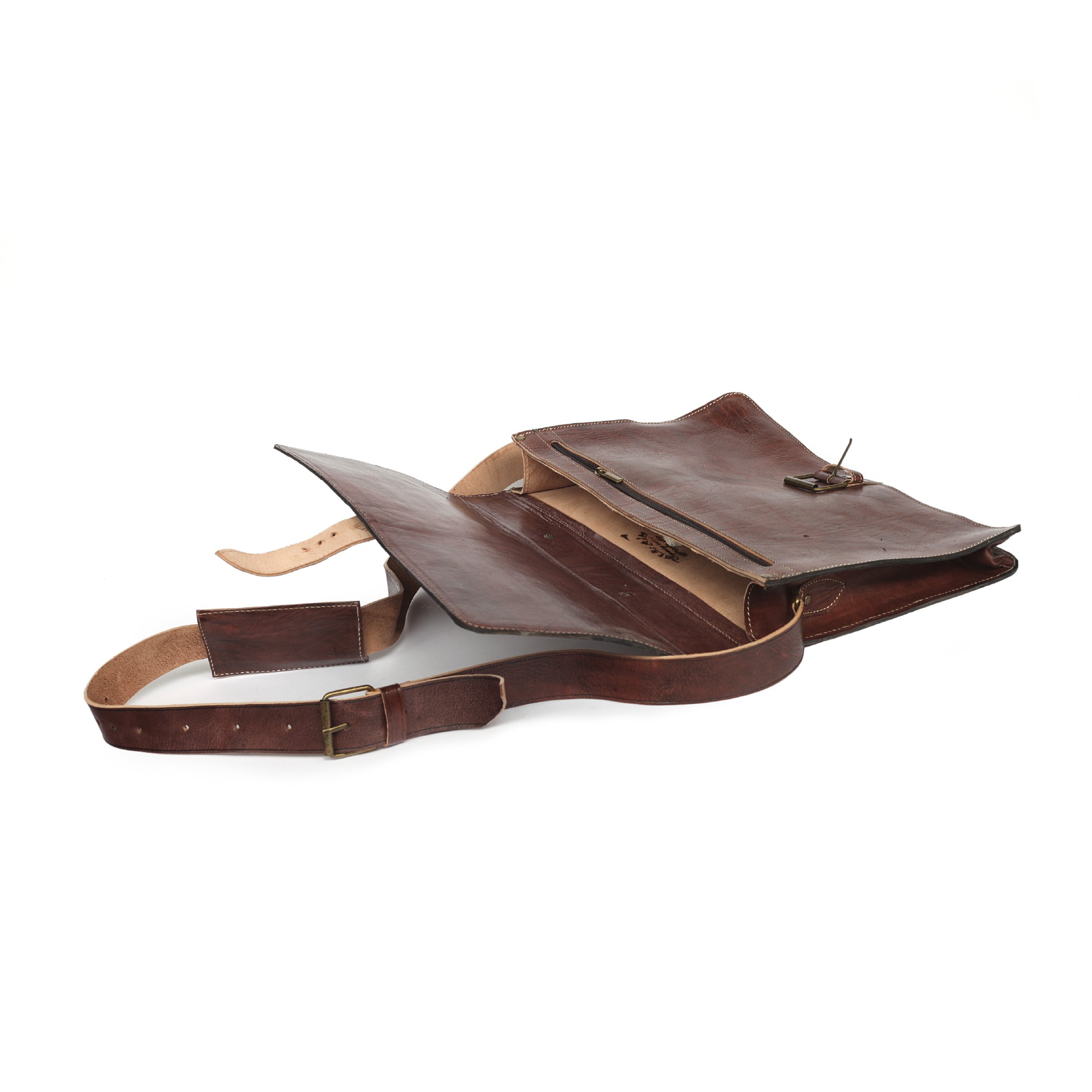 Messengertasche mit Schnalle und Griff, braun, H 30 cm, B 52 cm, L 10 cm günstig bestellen