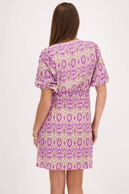 Paarse wikkeljurk met aztec print