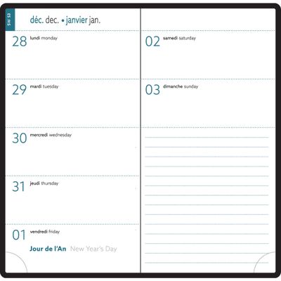 Agenda de poche spiralé Amélie EasyTime 17 - 1 semaine sur 2 pages - 9 x 17,5 cm - disponible dans différentes couleurs - Exacompta