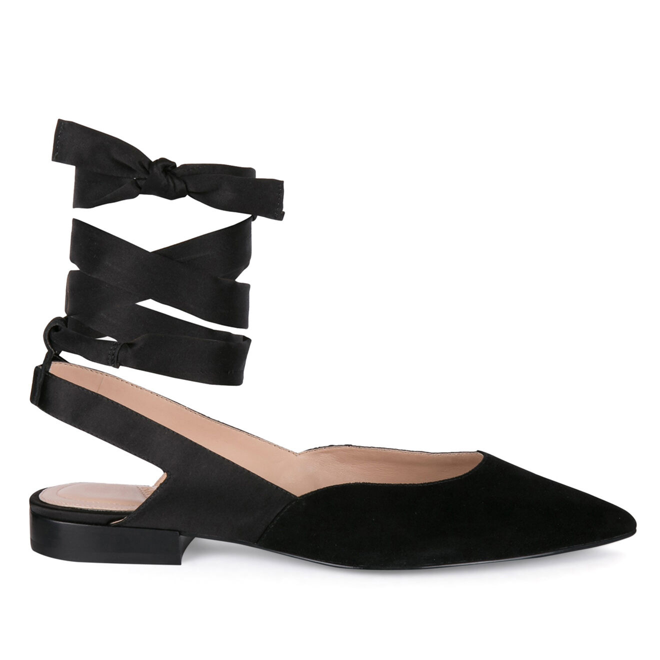 What For Ballerines en Velours de Cuir Amélia noires