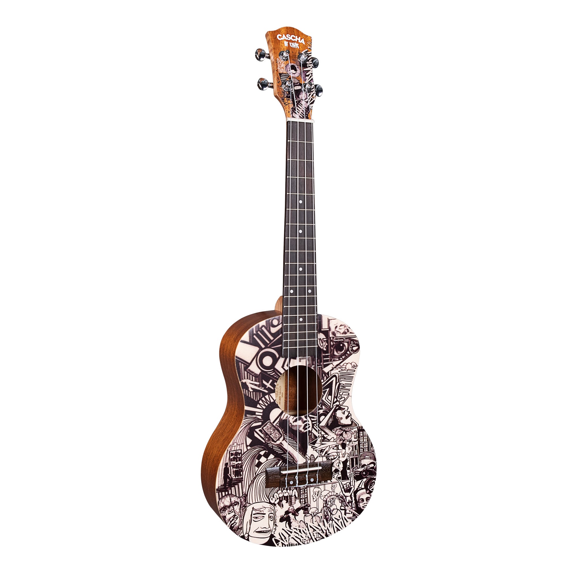 Cascha HH 2609 Art Series Sketch tenor ukelele massief spar bovenblad met gigbag