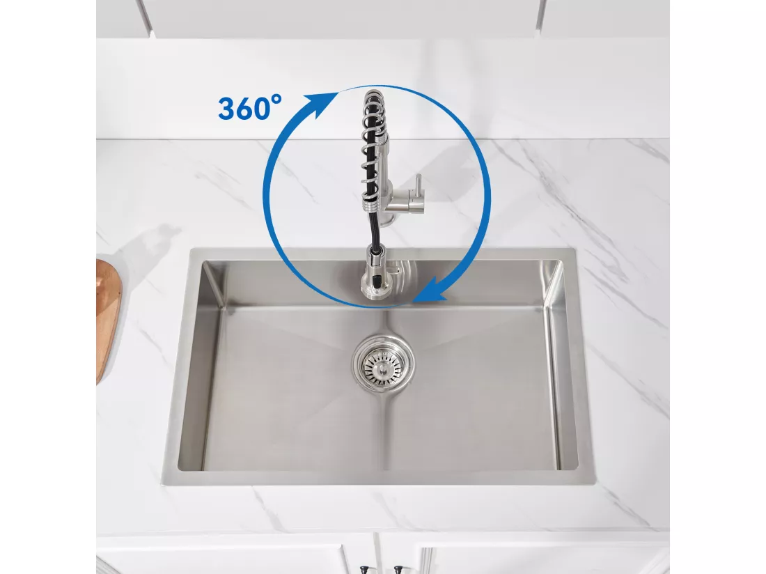 2PCS AURALUM MAX Mitigeur Cuisine à Ressort Spiralé avec 2 Fonctions Douchette Robinet d'évier Rotatif 360° en Inox 304 pour Cuisine, Brossé
