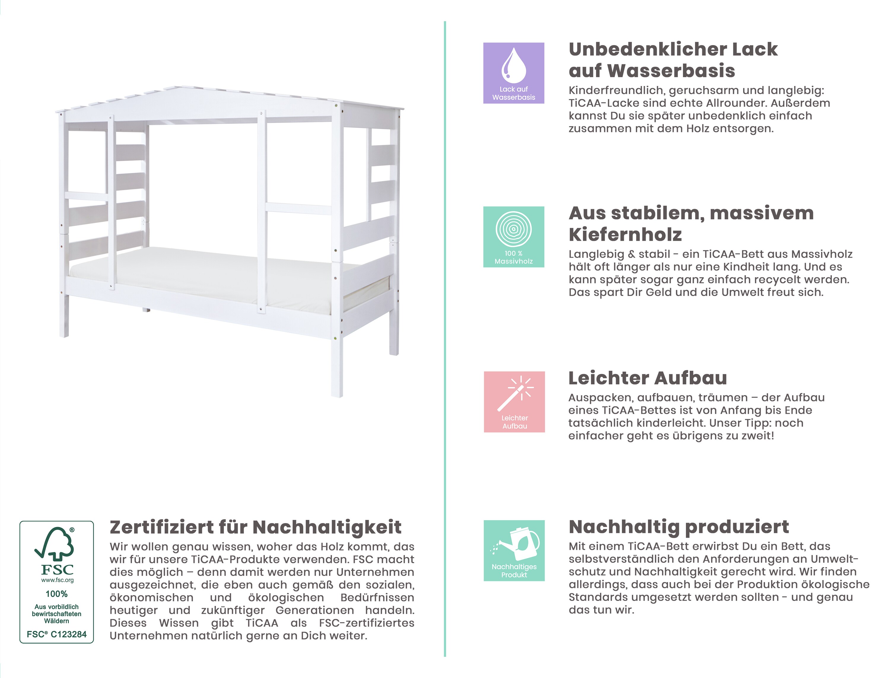 TiCAA Hausbett mit Bettkasten 