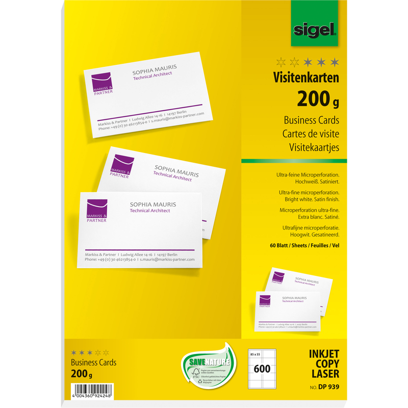 Sigel Visitenkarten, DP939, 85 x 55 mm