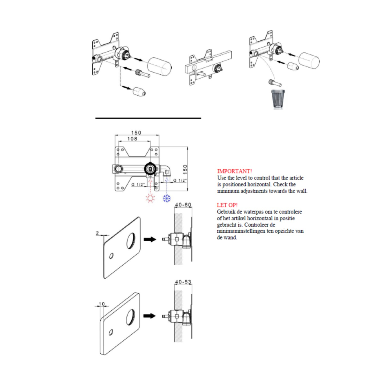 Salenzi Giro inbouw wastafelkraan geborsteld messing (afbouwdeel)