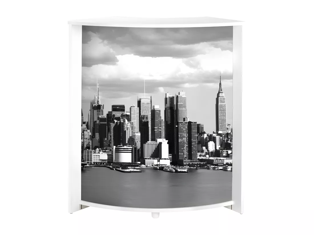 Meuble Comptoir Bar 96 cm Blanc 3 Niches - Coloris: Manhattan 508