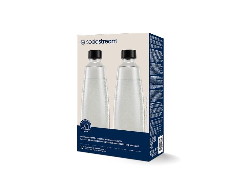 Sodastream Glaskaraffe DUO 1 l, 2 Stück Glasflaschen zu Wassersprudler DUO