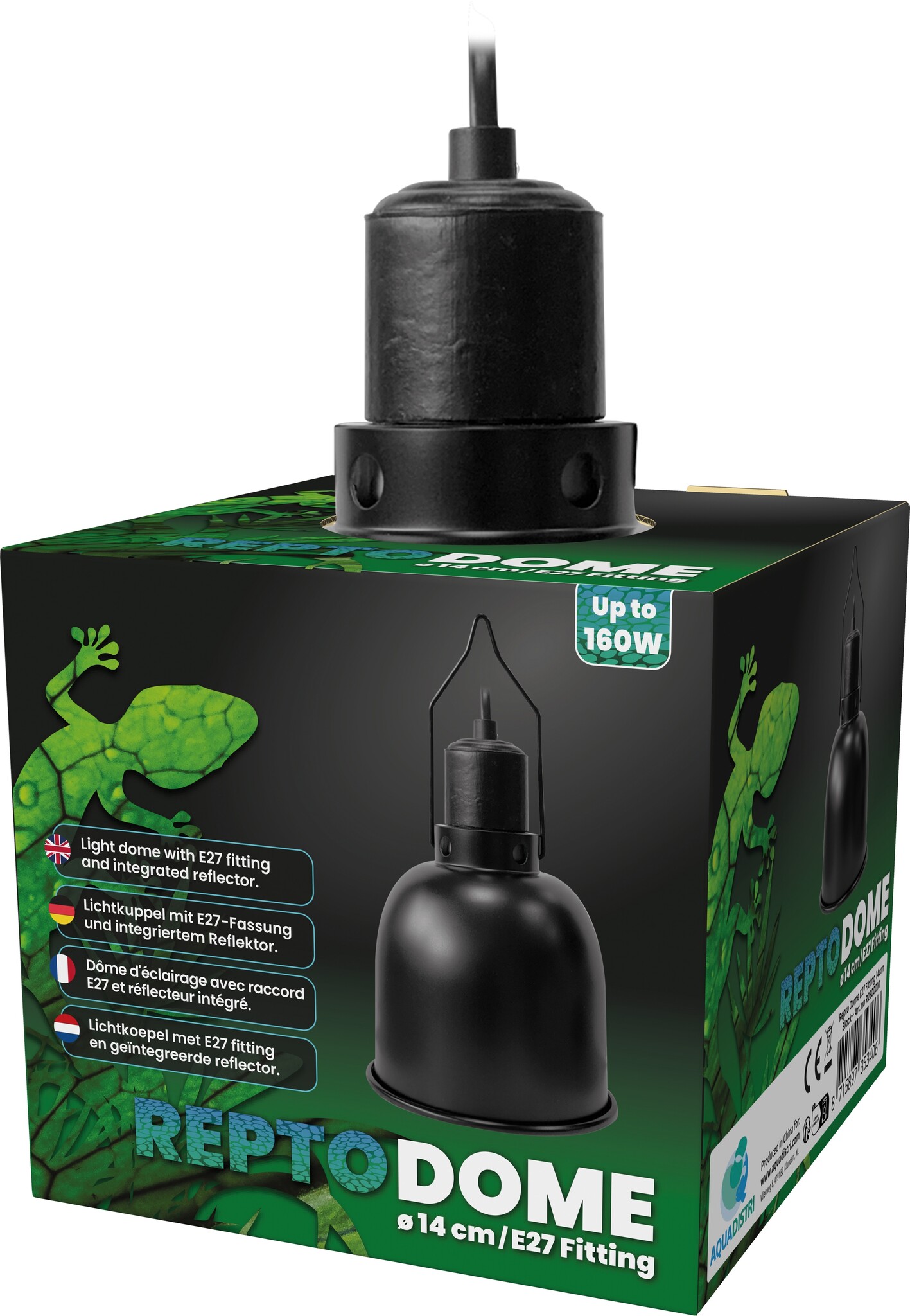 Repto Dome E27 Fititng 14cm Zwart