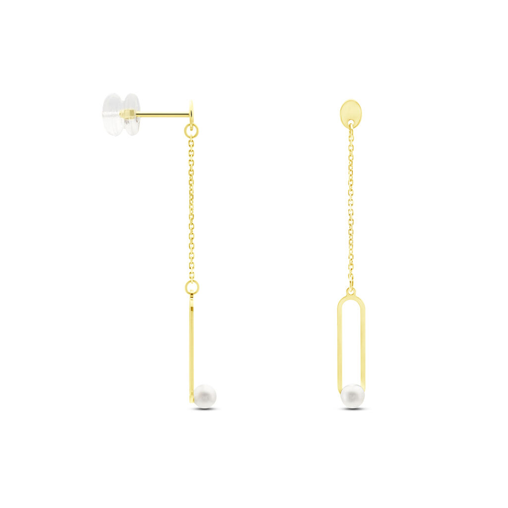 Boucles D'oreilles Pendantes Or Jaune Lucasta Perle De Culture