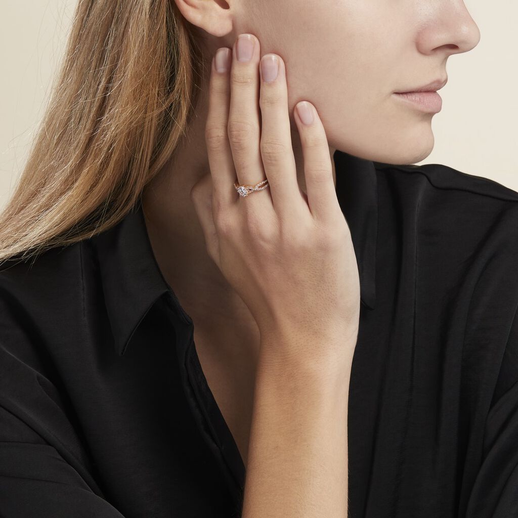 Bague Solitaire Plaqué Or Jaune Arienne Oxydes De Zirconium