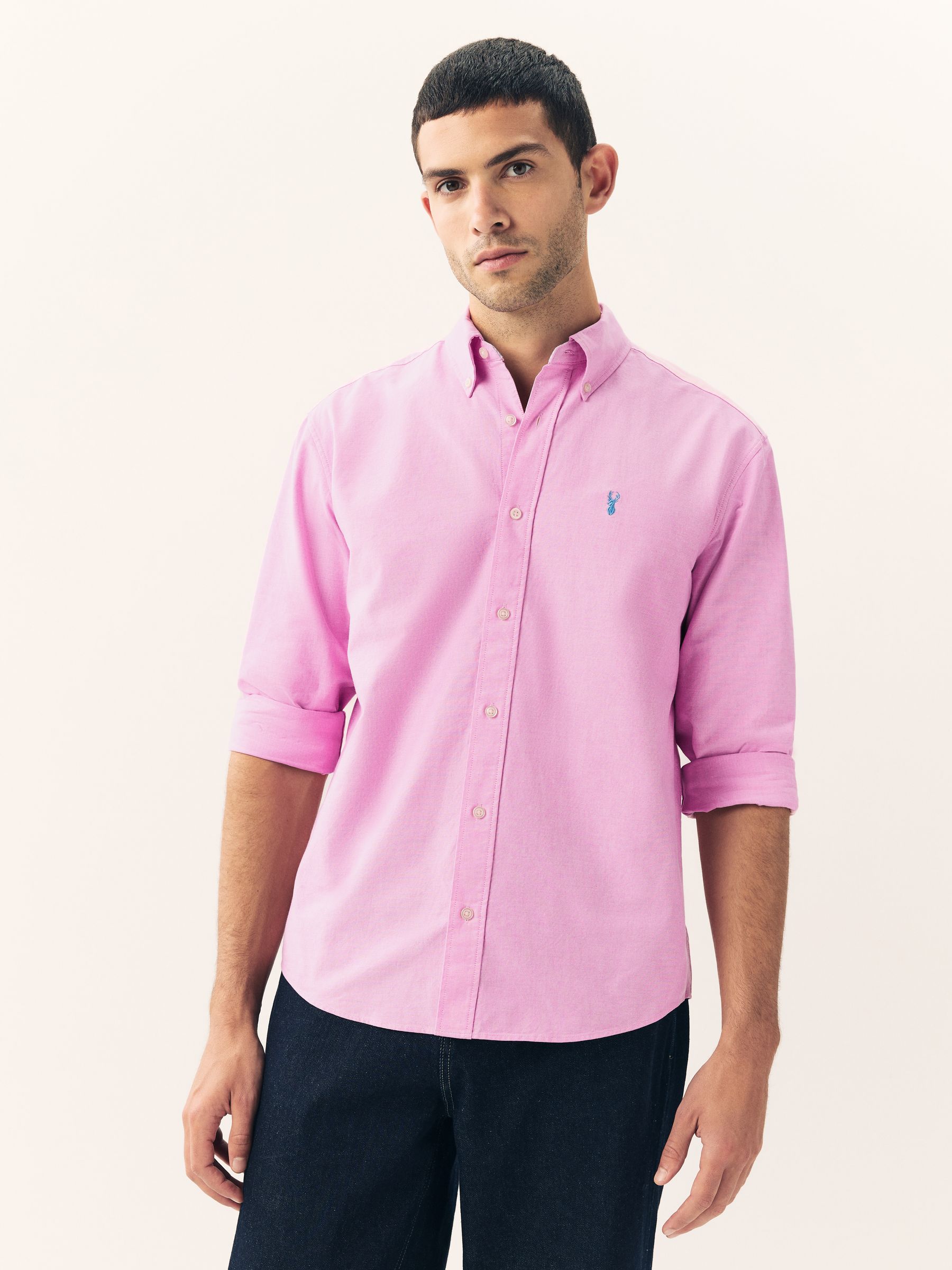 Roze - Normale Pasvorm - Oxford-hemd met lange mouwen