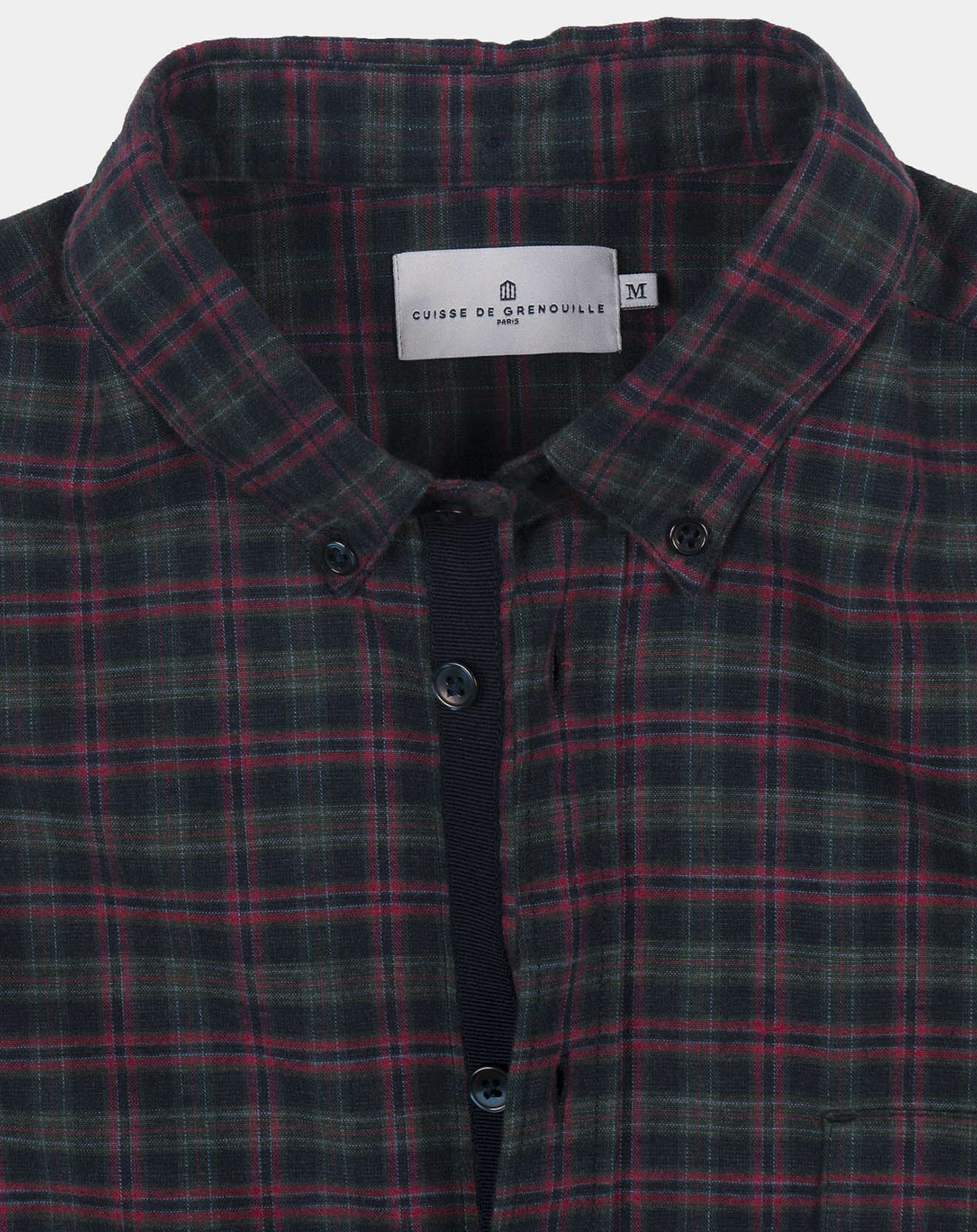 Cuisse de Grenouille Chemise en Coton & Lin Indecis à carreaux bleu marine/vert/rouge