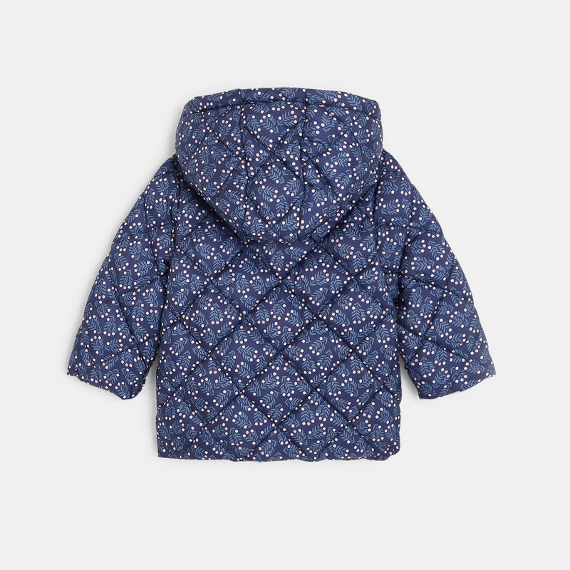 Doudoune légère matelassée fleurie bleue bébé fille