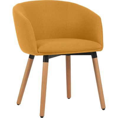 Fauteuil ARCO - 4 pieds bois - jaune safran
