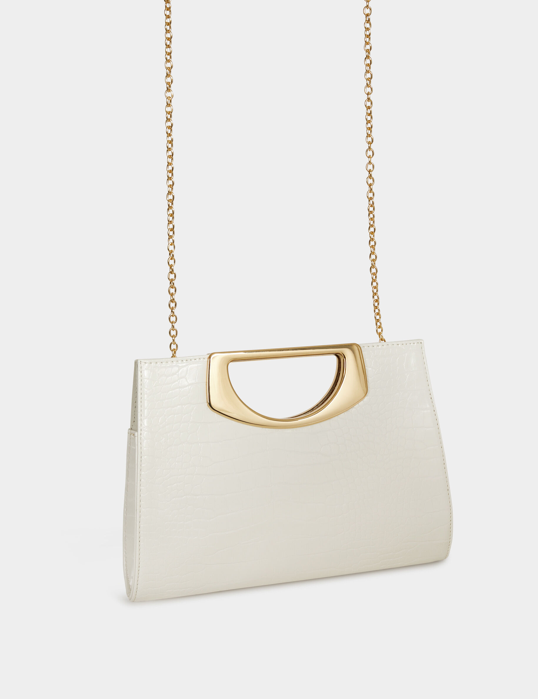 Sac pochette aspect croco blanc femme - blanc