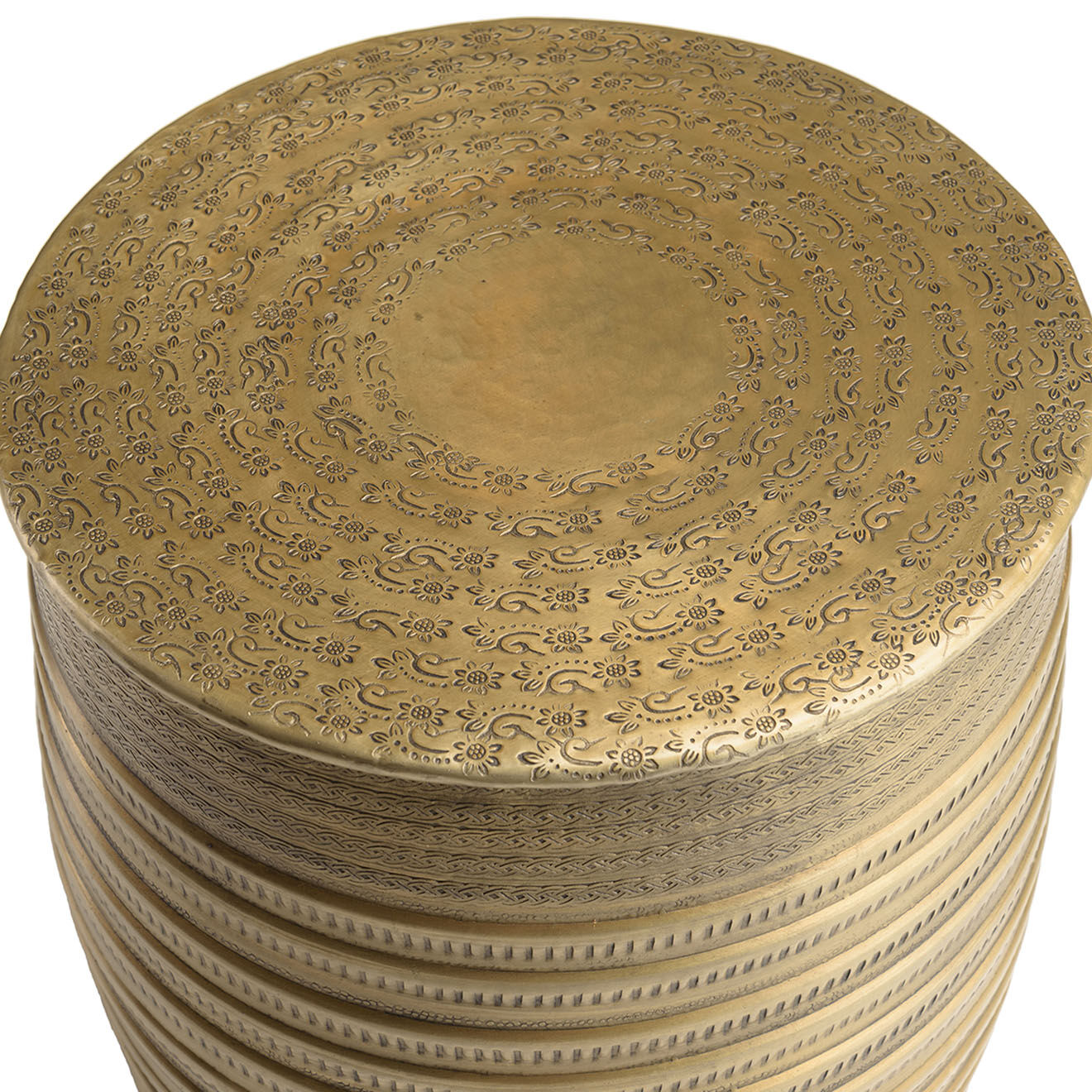 Macabane Table d'appoint à motifs Honora laiton foncé - D.36xH.45.5 cm