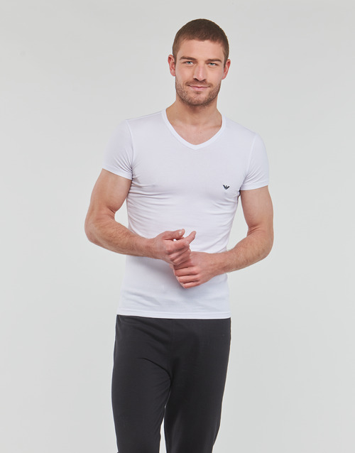 Emporio Armani - V NECK T-SHIRT SLIM FIT PACK X2 - Blanc / Marine