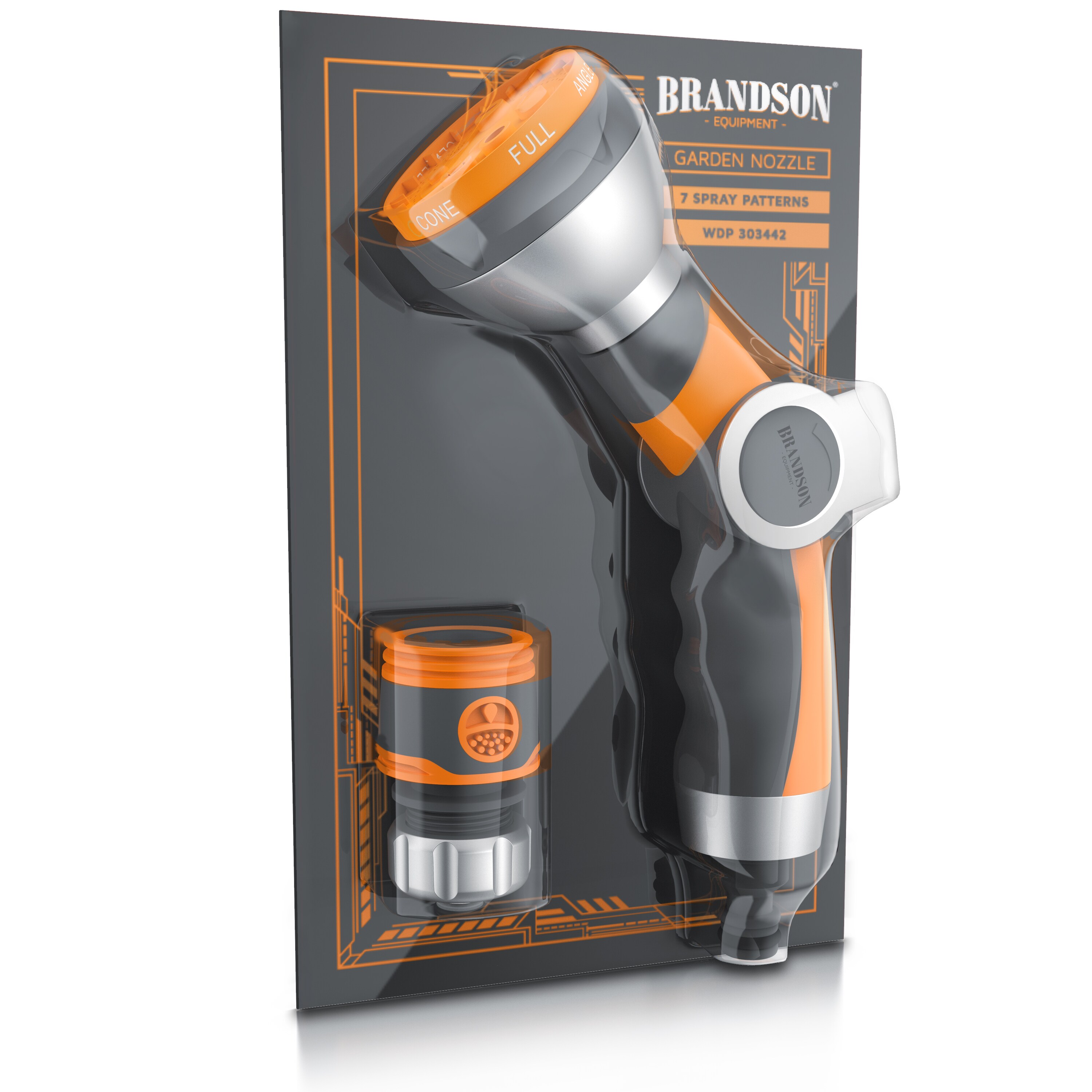 Brandson Gartenbrause 7 Sprühprofile - Garten Handbrause für Gartenschlauch - Pistolengriff mit Halteclip - 1-8 bar Wasserdruck - regelbar